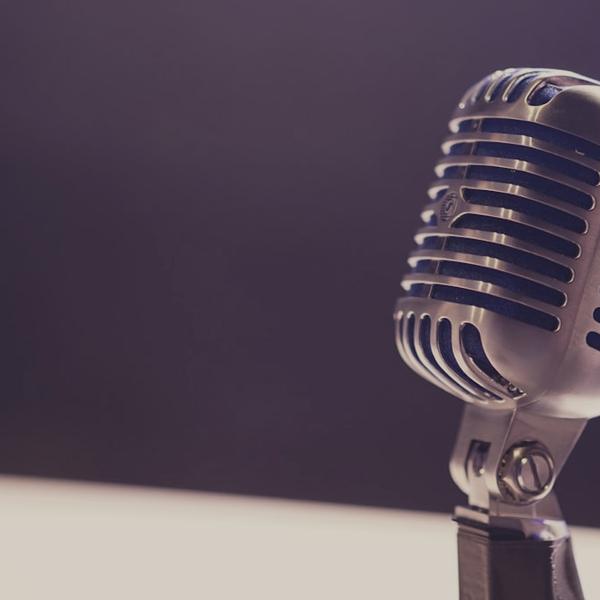 A vintage silver microphone